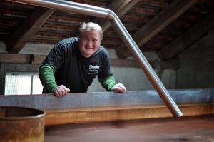 Germany Beer Vacation Andy Ganstaller with his coolship at Ganstaller Brau